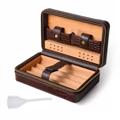 Port tigari de foi PU leather Travel Brown (umidor) "Andreas"