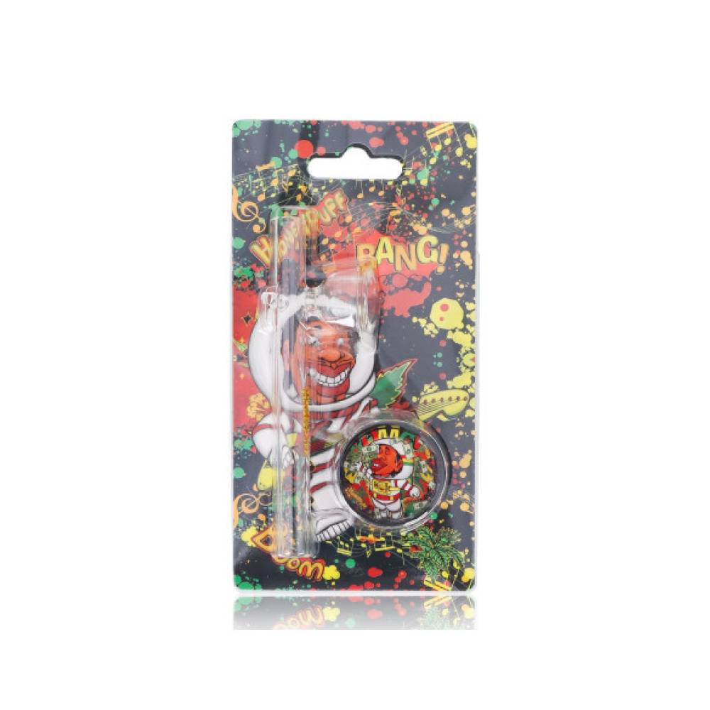 Set mini pipa sticla si grinder plastic Tiny Honeypuff