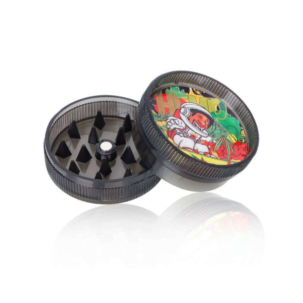 Set mini pipa sticla si grinder plastic Tiny Honeypuff