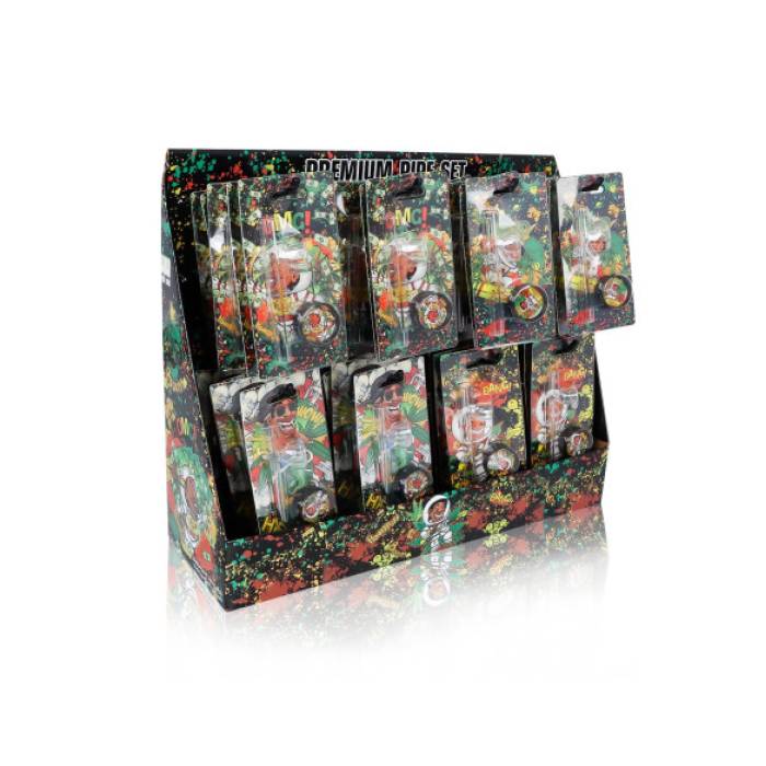 Set mini pipa sticla si grinder plastic Tiny Honeypuff