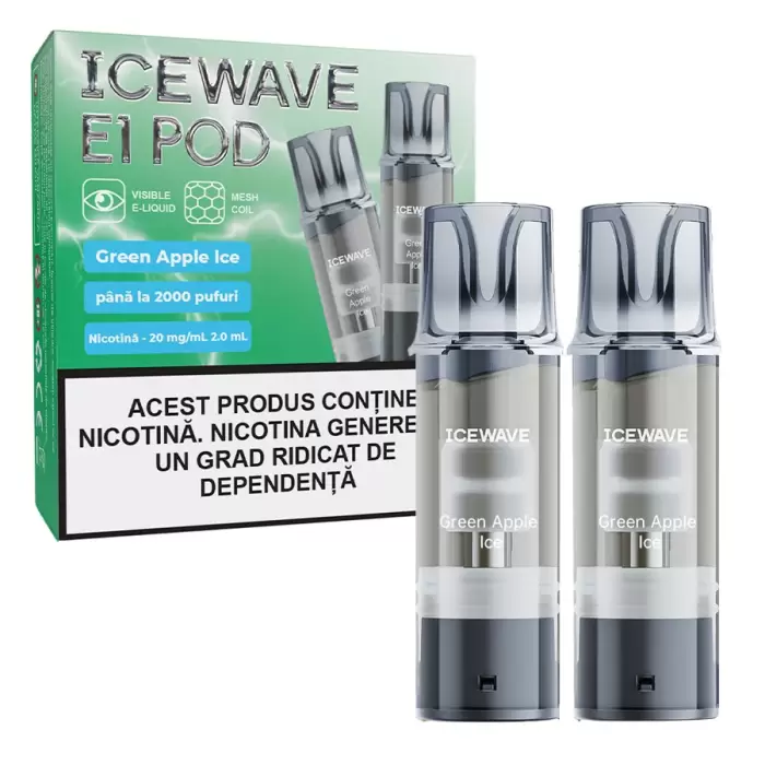 Cartus Icewave 2x1000 pufuri Green Apple Ice 20 mg.