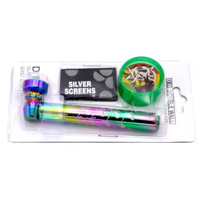 Set mini pipa sticla si grinder plastic Tiny / Toro
