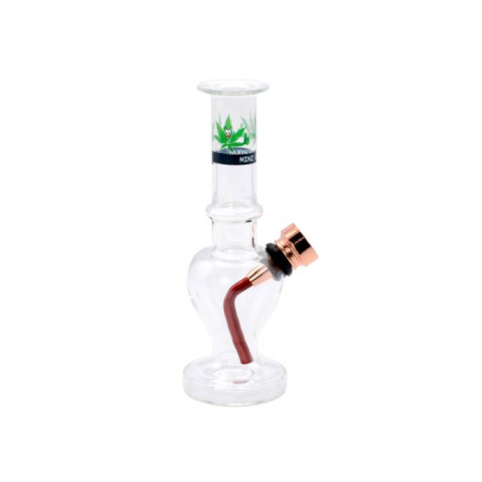 Set (bong sticla 12cm+site+grinder) Round Happy Leaf / Toro
