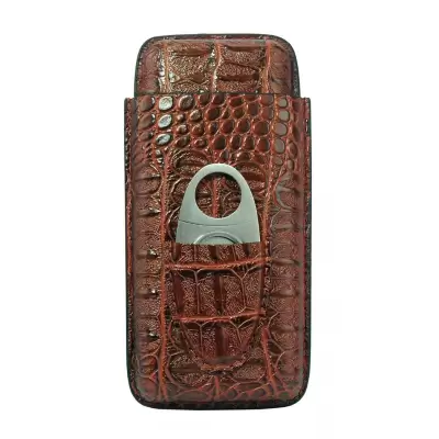Port tigari de foi (3 tigari) + cutter Croco Brown "Andreas"