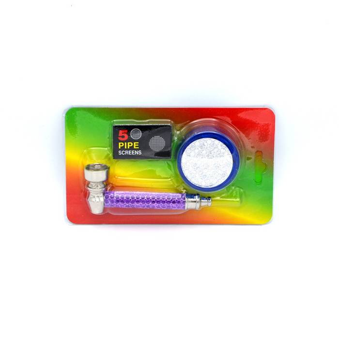 Set mini pipa si grinder plastic Glitter / Toro