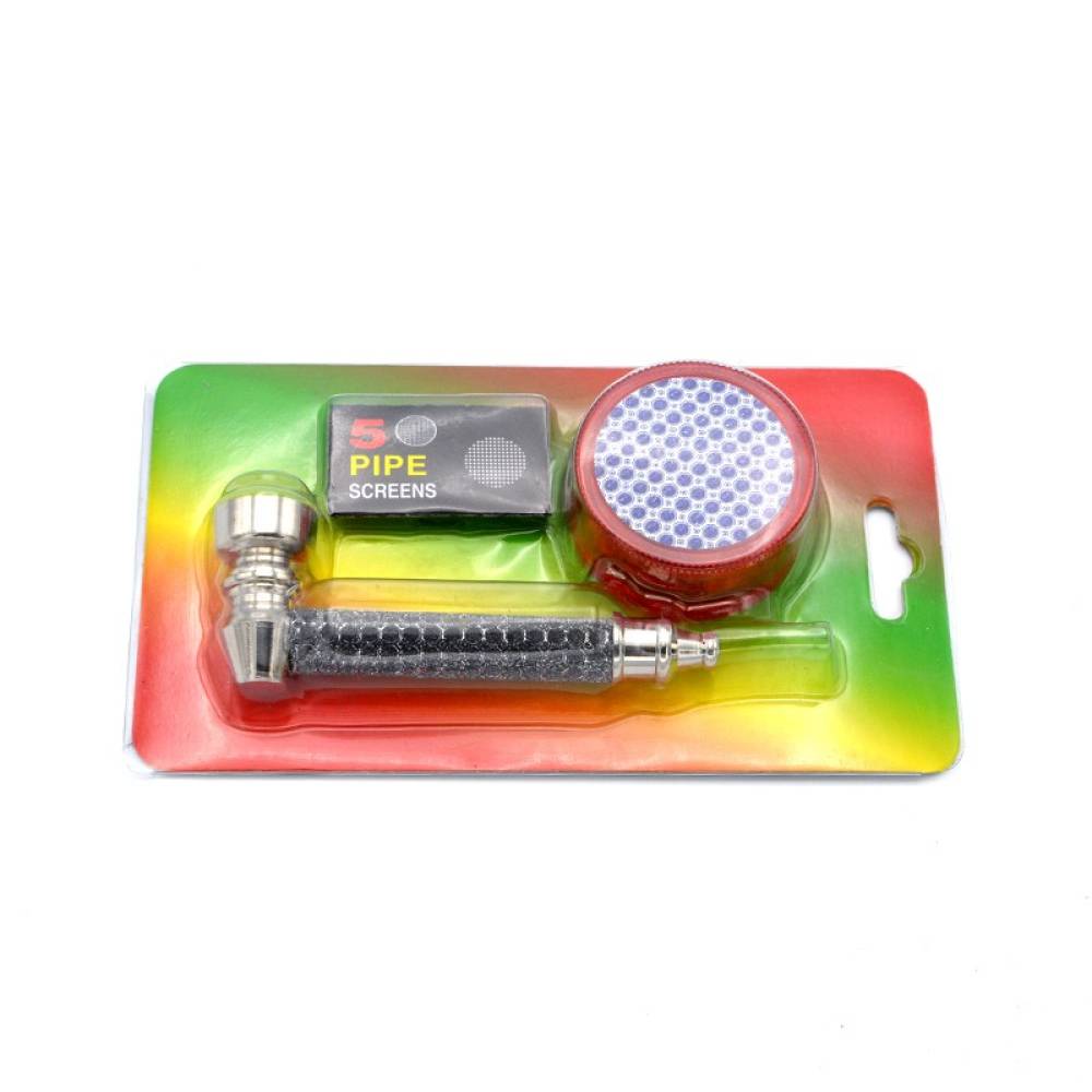 Set mini pipa si grinder plastic Glitter / Toro