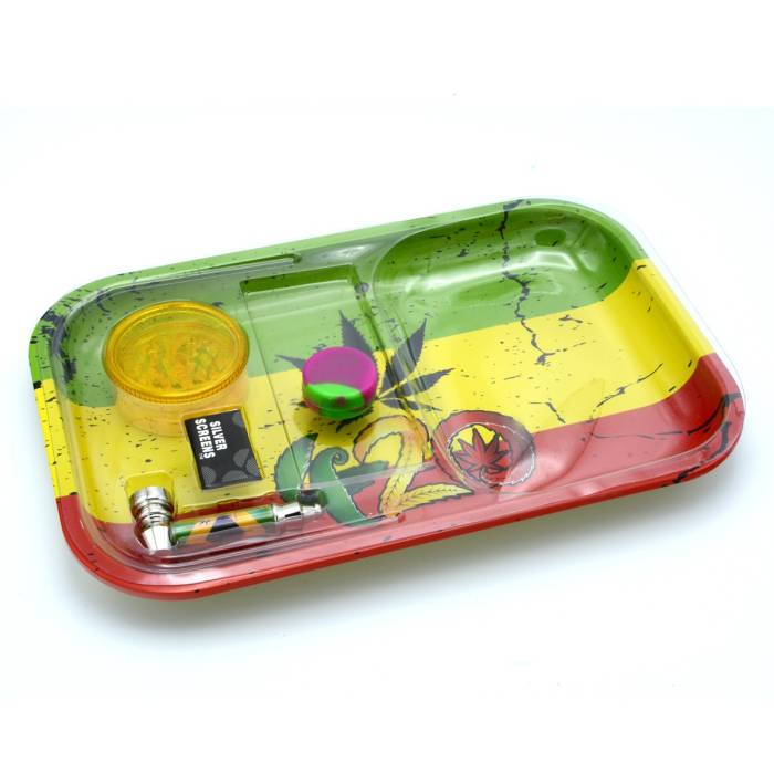Set (tava rulat+site+grinder+minipipa+pillbox) Rasta / Toro