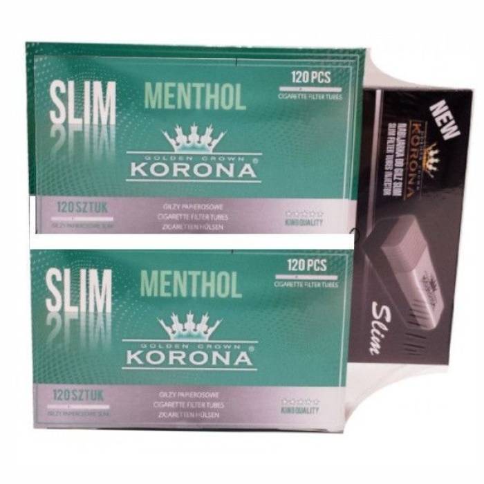 Pachet:2xTuburi Slim Menthol Korona(120) + Ap.umplut Slim