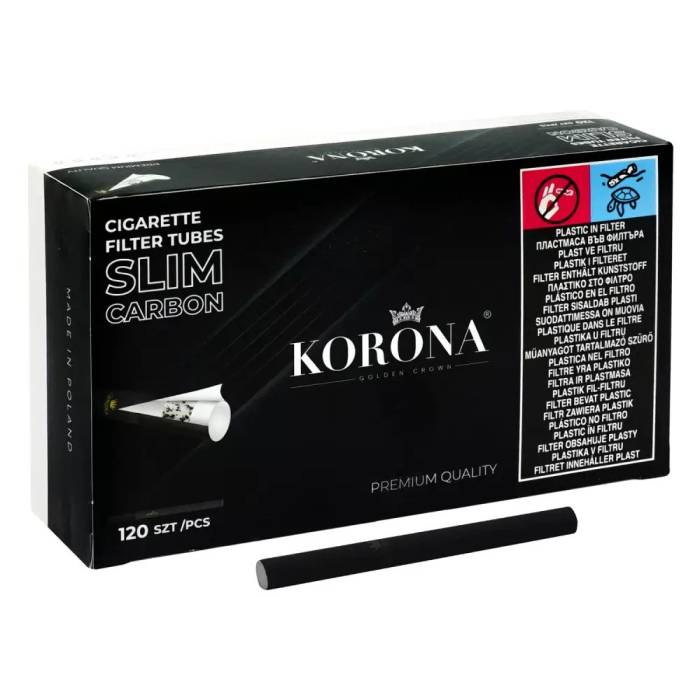 Tuburi cu filtru pt.tigarete Slim Carbon Korona (120)