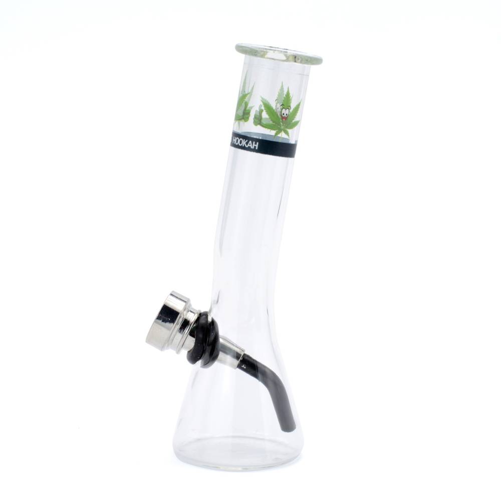 Set (bong sticla 12cm+site+grinder) Happy Leaf / Toro