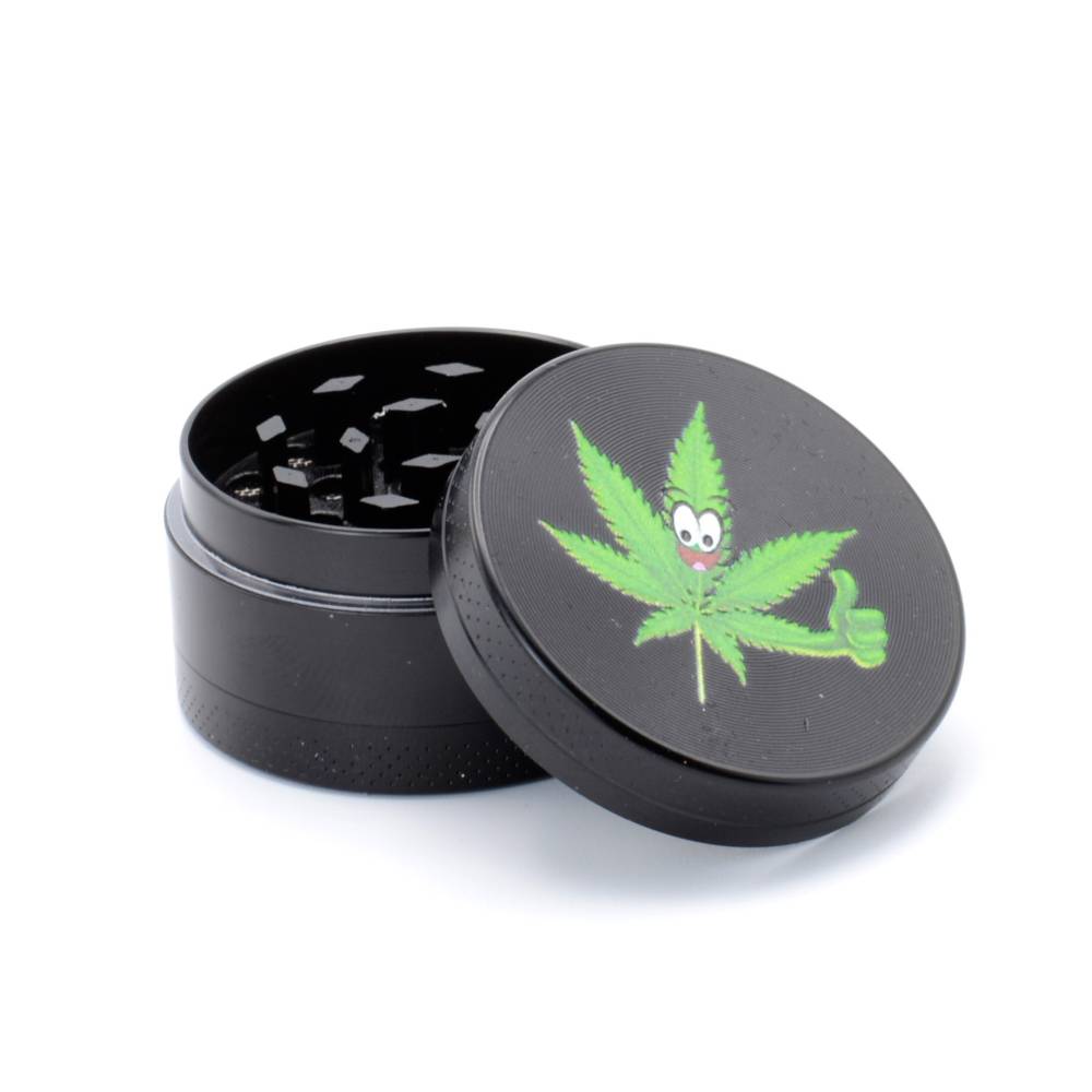Set (bong sticla 12cm+site+grinder) Happy Leaf / Toro